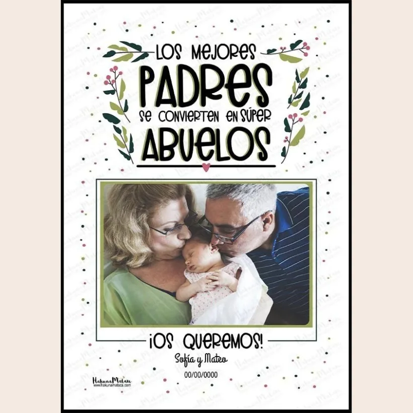 Lámina personalizada con foto - Súper abuelos que fueron padres | Hakuna Mataza 2
