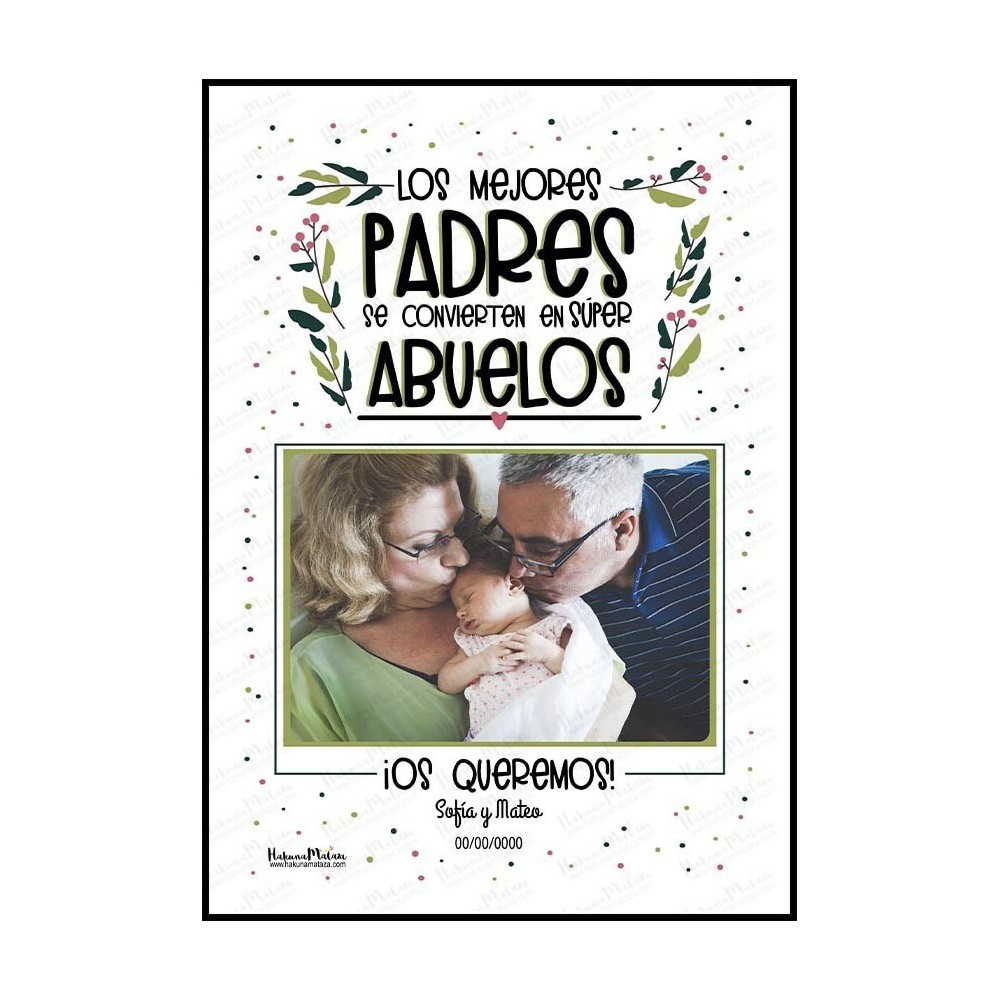Lámina personalizada con foto - Súper abuelos que fueron padres