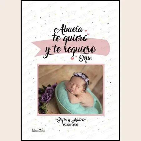 Lámina con foto - Abuela te quiero y te requiero · detalle