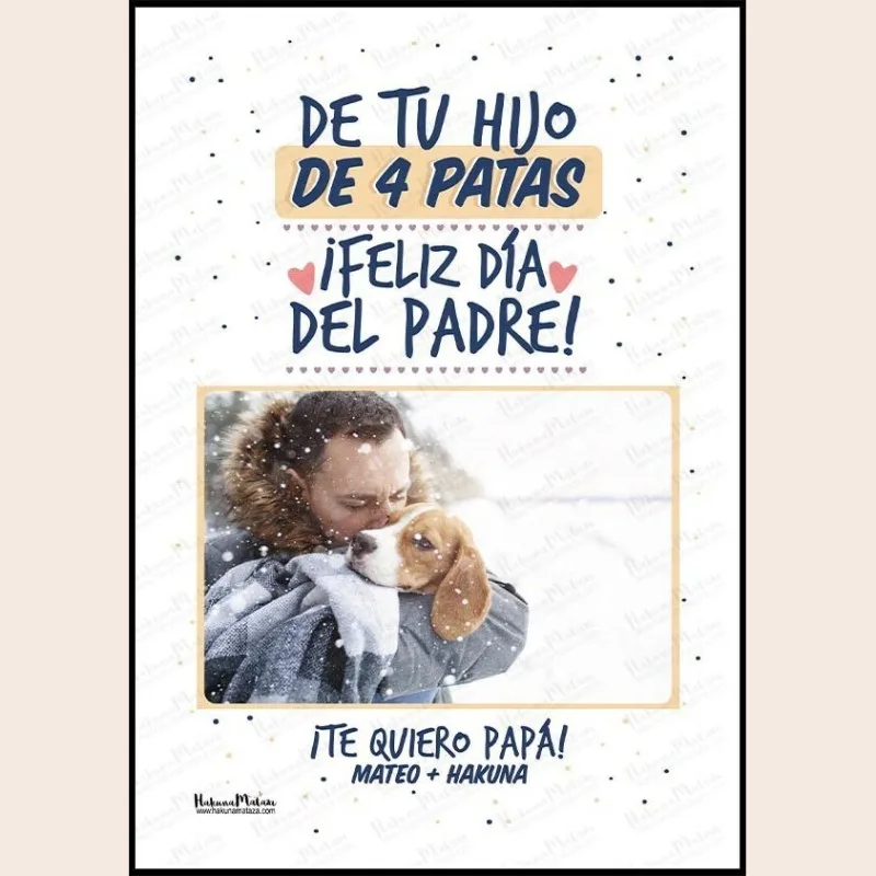 Lámina personalizada con foto - De tu hijo de 4 patas (Día del Padre) · detalle