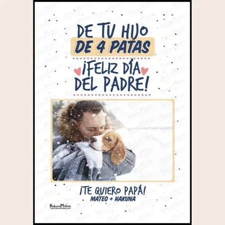 Lámina personalizada con foto - De tu hijo de 4 patas (Día del Padre) · detalle