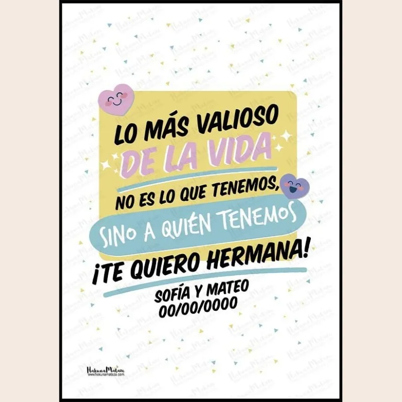 Lámina personalizada - Te quiero hermana / hermano 2