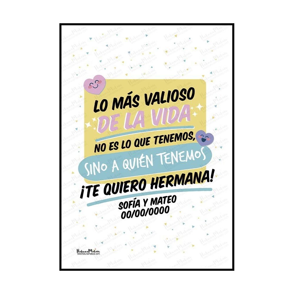 Lámina personalizada - Te quiero hermana / hermano
