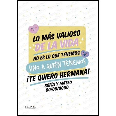 Lámina personalizada - Te quiero hermana / hermano