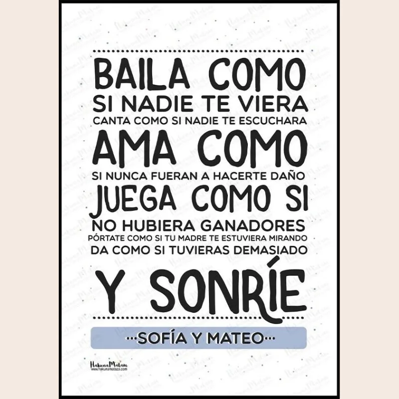 Lámina personalizada - Vive como si nadie mirara · detalle