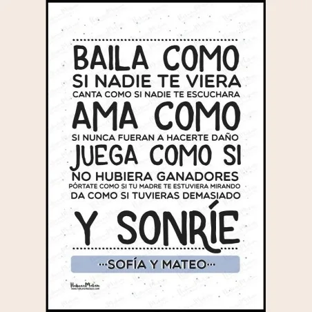 Lámina personalizada - Vive como si nadie mirara · detalle