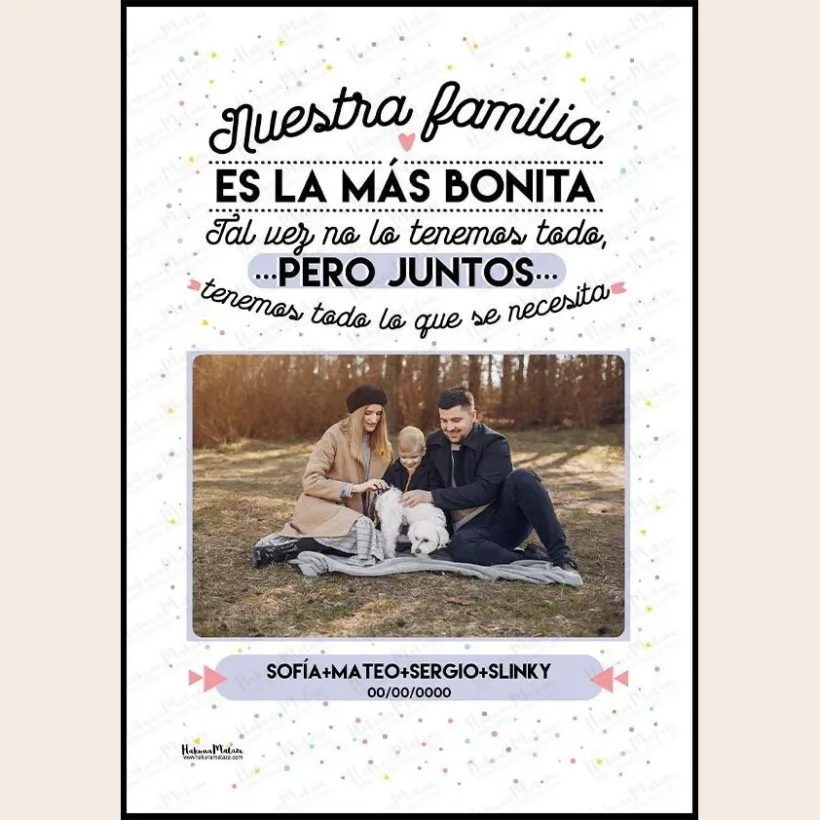 Lámina personalizada con foto - Nuestra familia es la más bonita | Hakuna Mataza 2