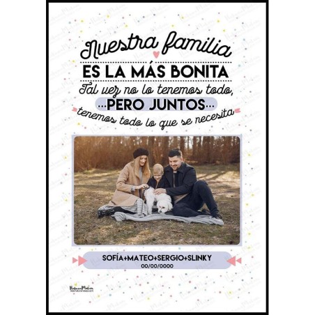 Lámina personalizada con foto - Nuestra familia es la más bonita Lámina personalizada con foto - Nuestra familia es la más bonita