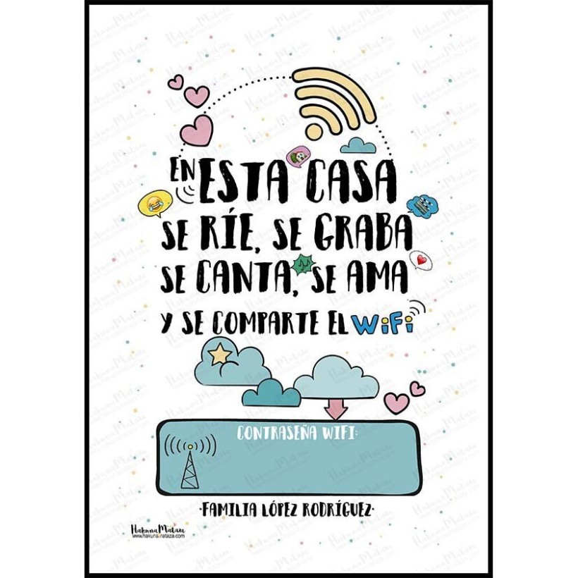 Lámina personalizada - En esta casa se comparte el wifi
