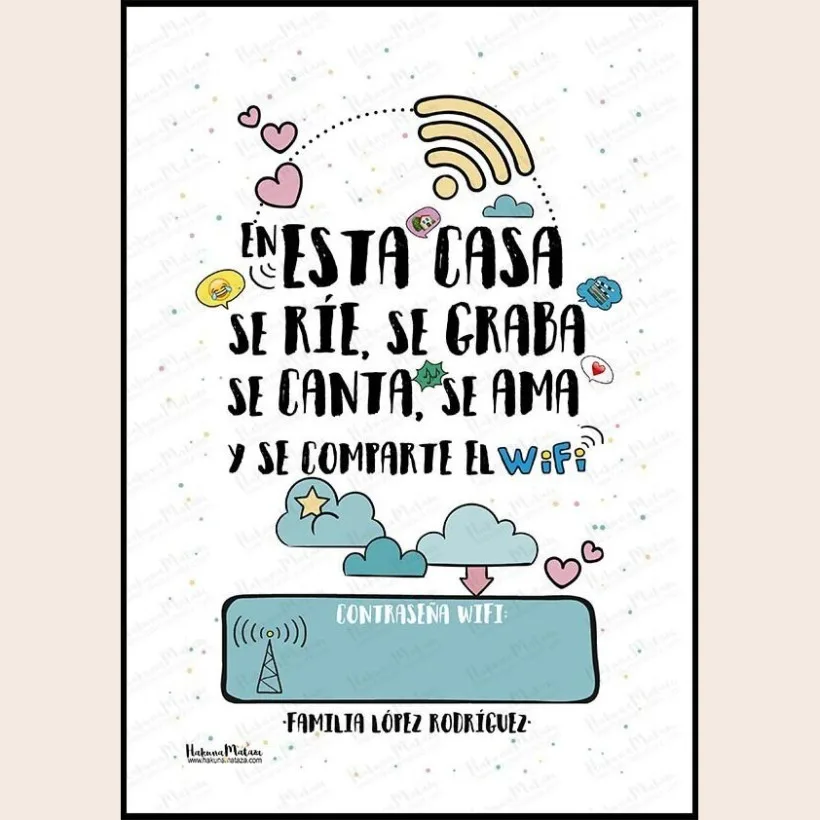 Lámina personalizada - En esta casa se comparte el wifi 2