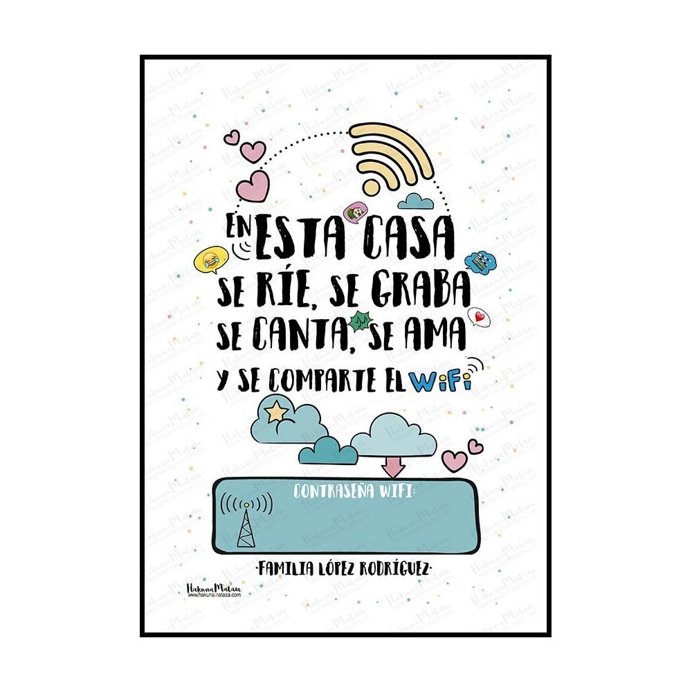 Lámina personalizada - En esta casa se comparte el wifi