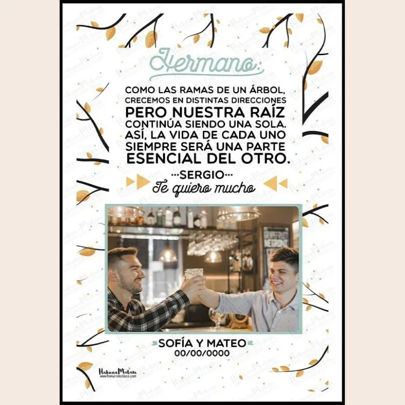 Lámina personalizada con foto - Hermano como las ramas de un árbol | Hakuna Mataza 2