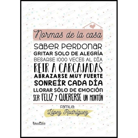 Lámina personalizada - Normas de la casa
