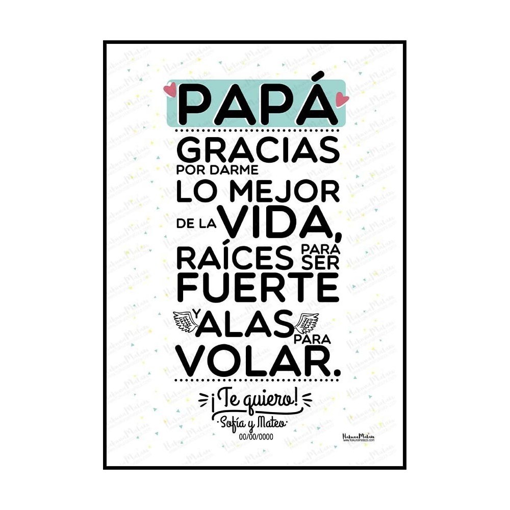 Lámina personalizada - Papá gracias por darme lo mejor