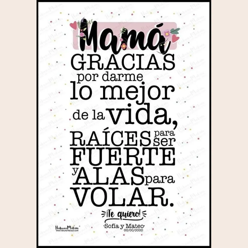 Lámina personalizada - Mamá gracias por darme lo mejor | Hakuna Mataza 2