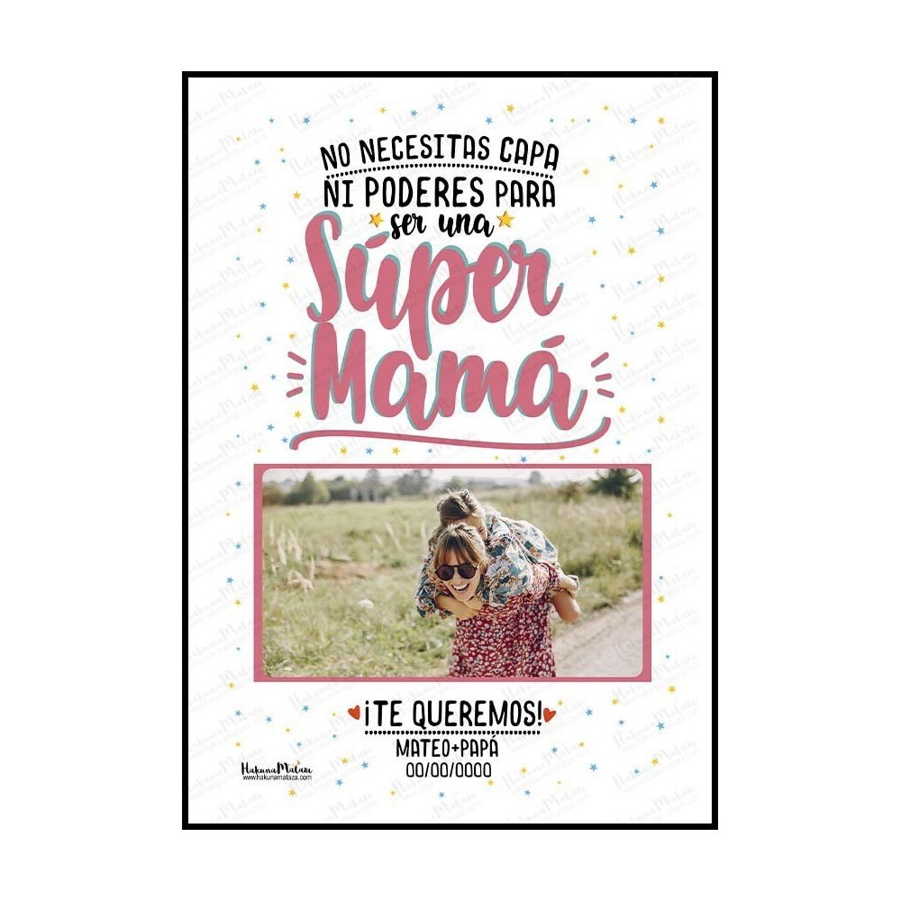 Lámina personalizada con foto - Súper Mamá