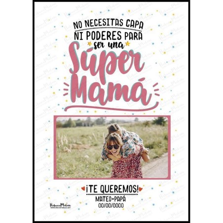 Lámina personalizada con foto - Súper Mamá