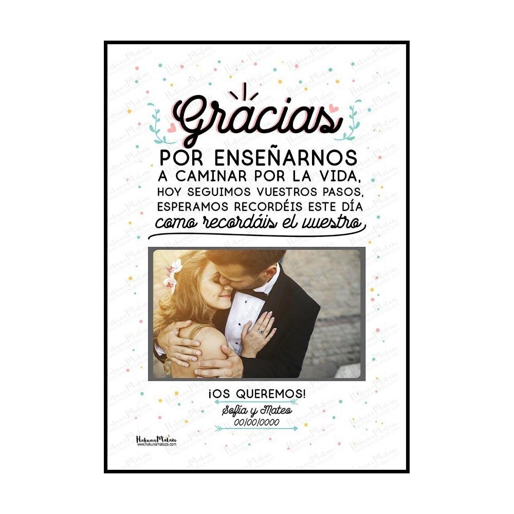 Lámina personalizada con foto - Gracias por enseñarnos a caminar por la vida