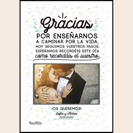 Lámina personalizada con foto - Gracias por enseñarnos a caminar por la vida · detalle