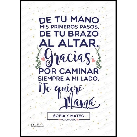 Lámina personalizada para boda “De tu brazo al altar” con nombres y fecha