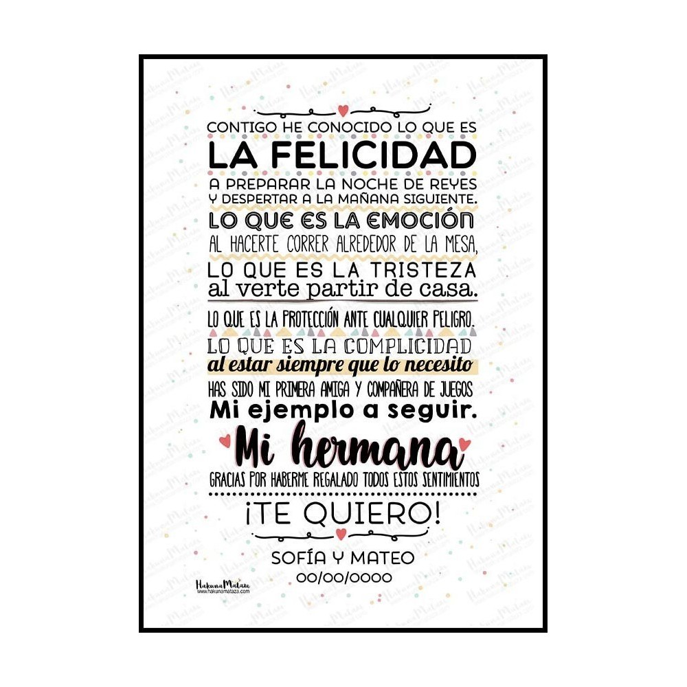 Lámina personalizada - Contigo he conocido lo que es la felicidad