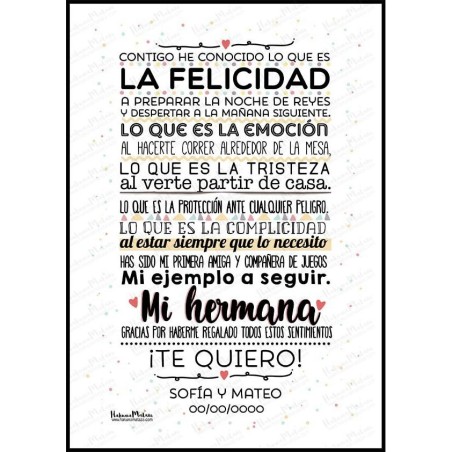 Lámina personalizada - Contigo he conocido lo que es la felicidad Lámina personalizada - Contigo he conocido lo que es la felicidad