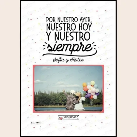 Lámina con foto - Por nuestro ayer, hoy, nuestro y siempre · detalle
