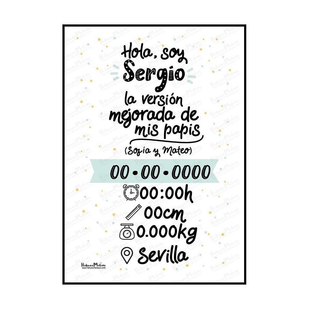 Lámina natalicio personalizada - Soy la versión mejorada de mis papis