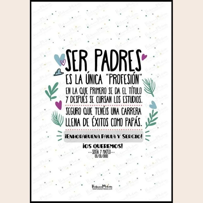 Lámina personalizada - Ser padres | Hakuna Mataza 2