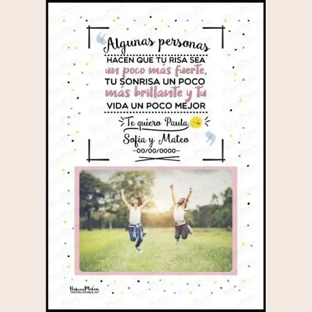Lámina personalizada con foto - Algunas personas (rosa) · detalle