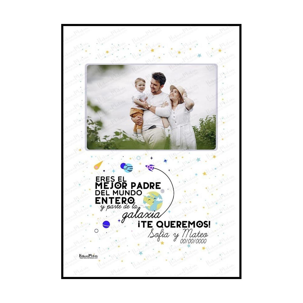 Lámina personalizada con foto - Papá eres el mejor del mundo entero