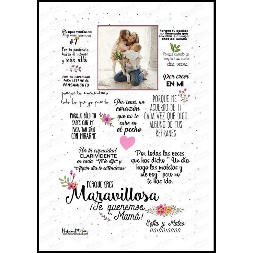 Lámina personalizada con foto - Eres maravillosa