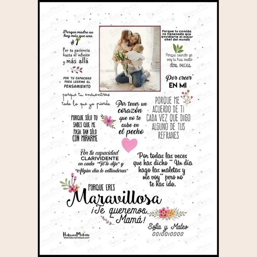 Lámina personalizada con foto - Eres maravillosa | Hakuna Mataza 2