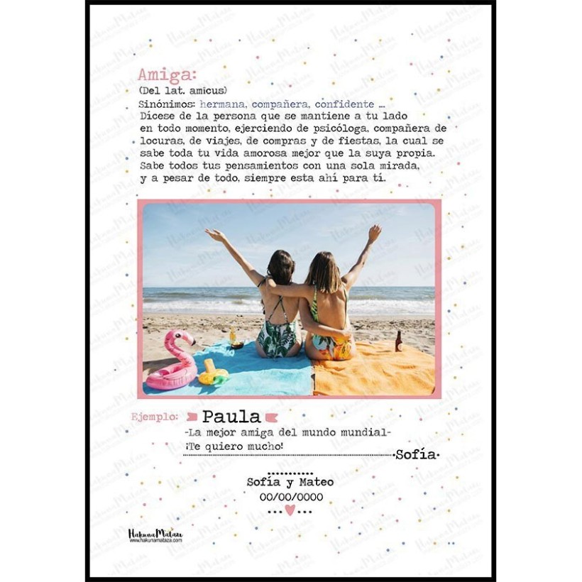 Lámina personalizada con foto - Definición de amistad