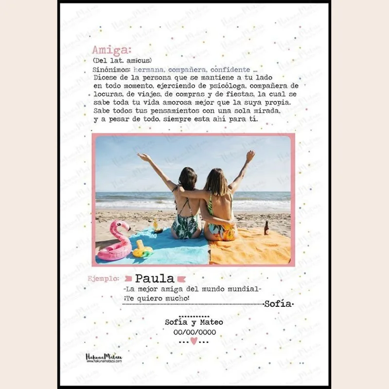 Lámina personalizada con foto - Definición de amiga | Hakuna Mataza