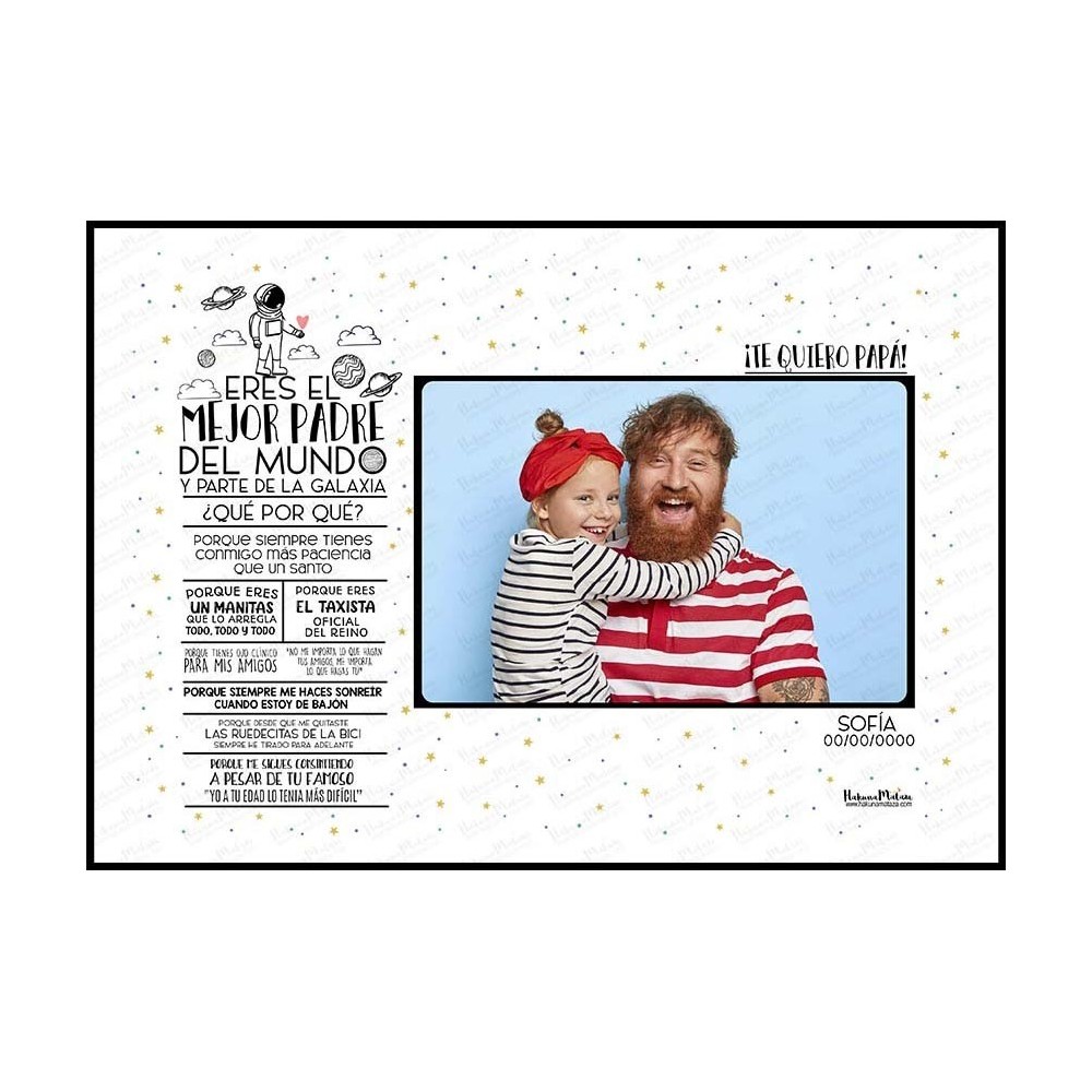 Diseño completo de la lámina personalizada con foto "Eres el mejor padre del mundo".