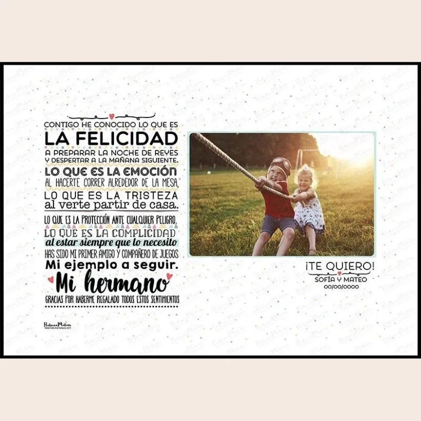 Lámina con foto personalizada - Hermano contigo he conocido | Hakuna Mataza 2