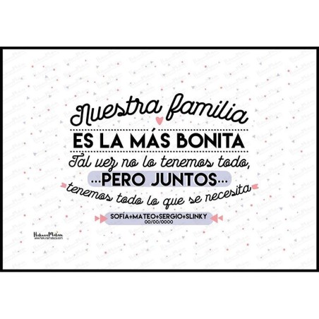 Lámina personalizada - Nuestra familia es la más bonita Lámina personalizada - Nuestra familia es la más bonita