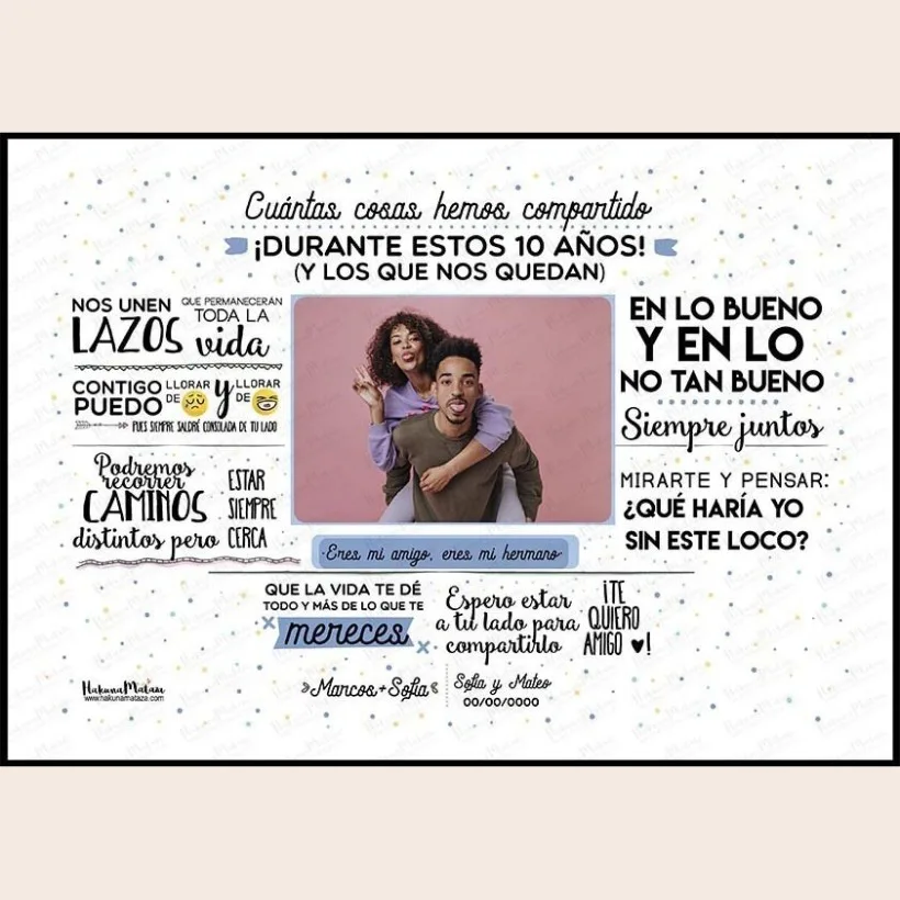 Lámina personalizada con foto - Amigo cuántas cosas hemos compartido 2