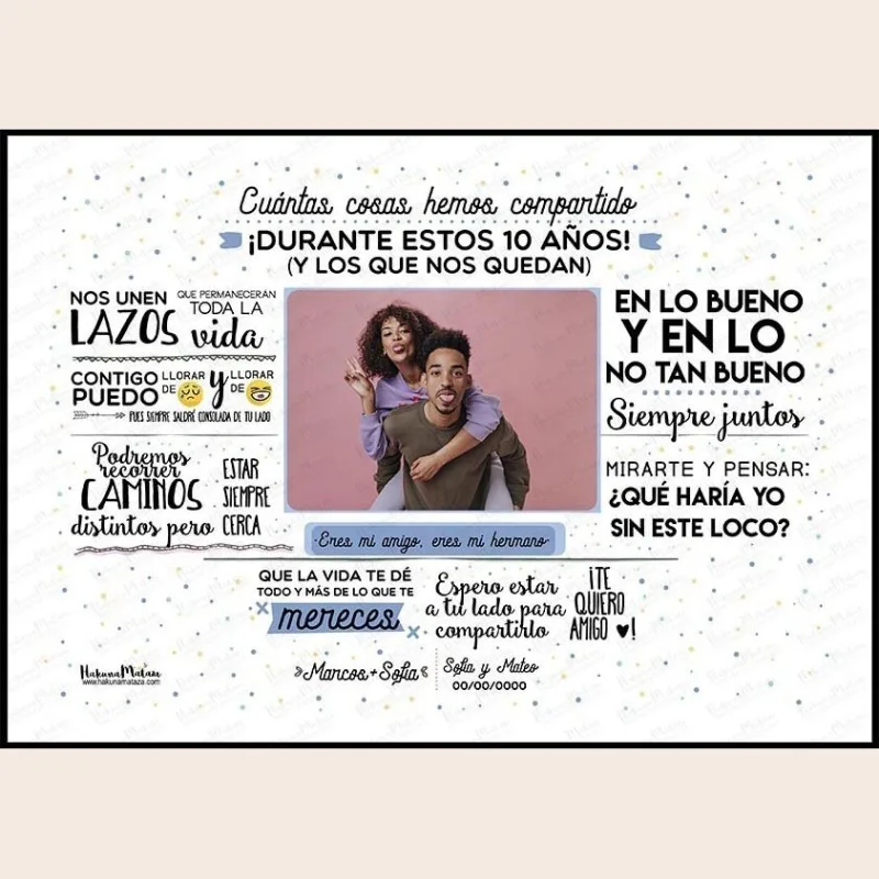 Lámina con foto personalizada - Amigo cuántas cosas hemos compartido · detalle