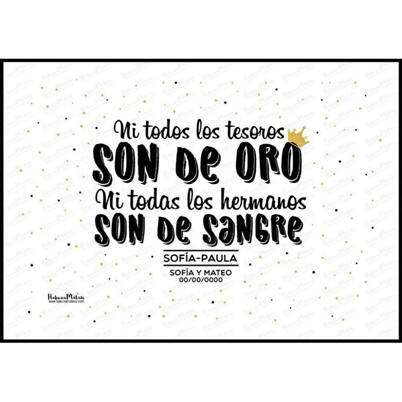 Lámina personalizada con foto - Letra de canción (Color oro)