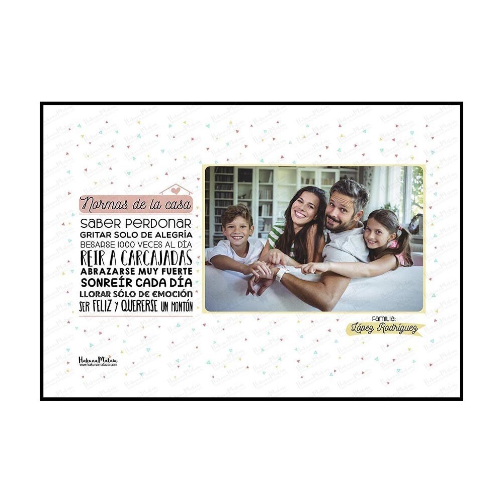 Lámina personalizada con foto - Normas de la casa