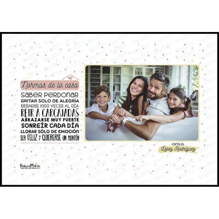Lámina personalizada con foto - Normas de la casa Lámina personalizada con foto - Normas de la casa