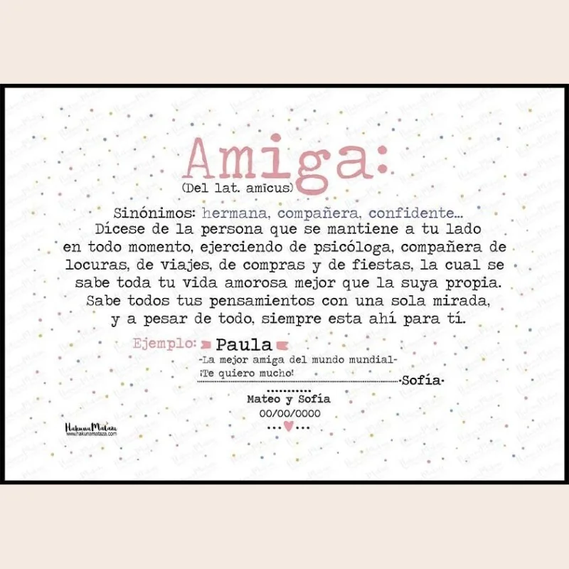 Lámina personalizada - Definición de amiga | Hakuna Mataza