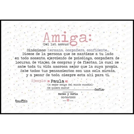 Lámina personalizada - Definición de amiga / amigo