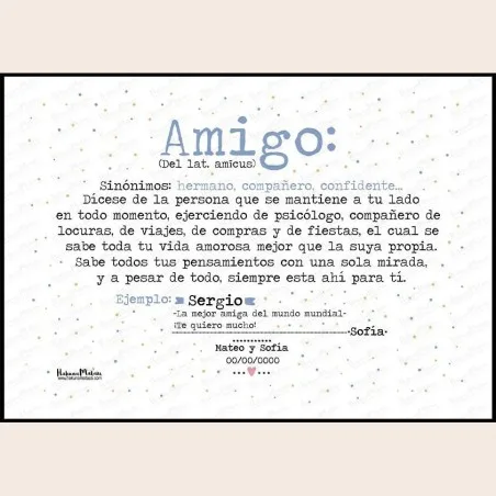 Lámina personalizada - Amigo · detalle