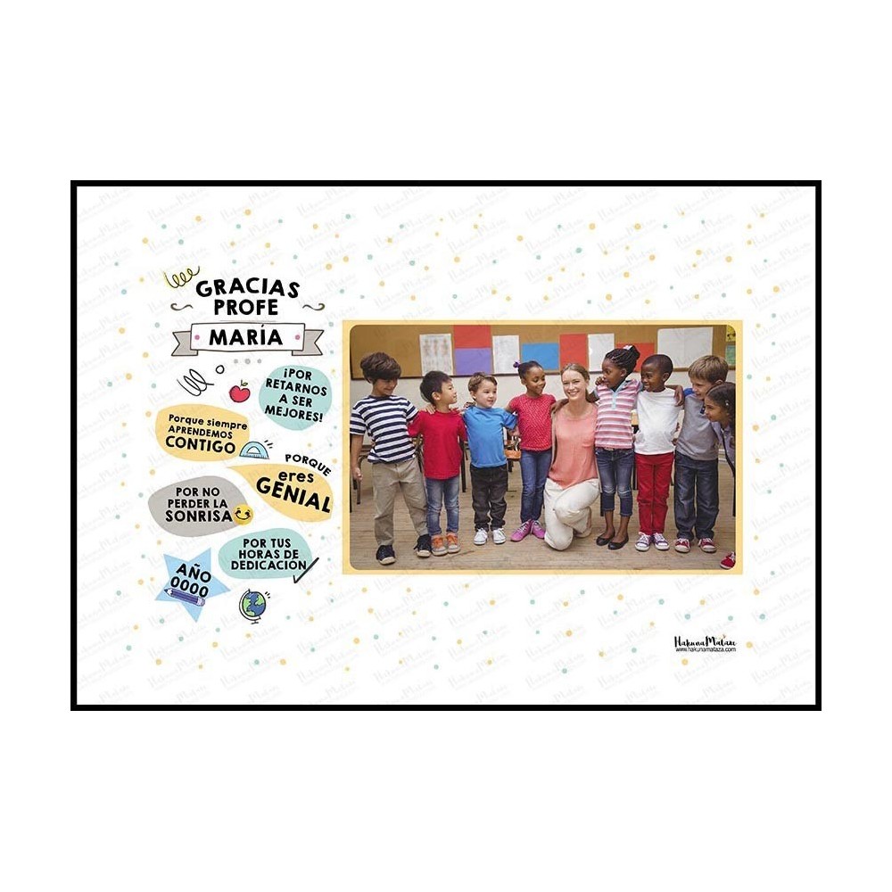 Lámina personalizada con foto - Gracias profe