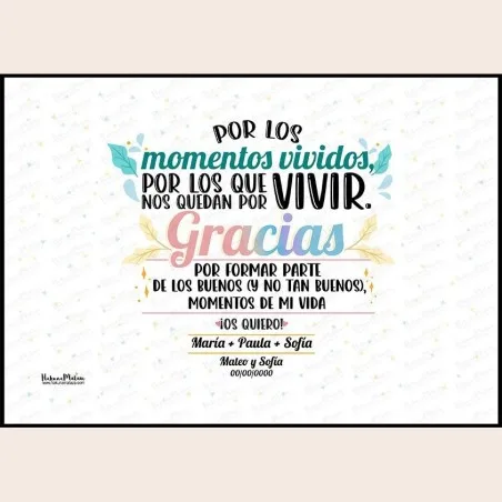 Lámina personalizada - Por los momentos vividos · detalle