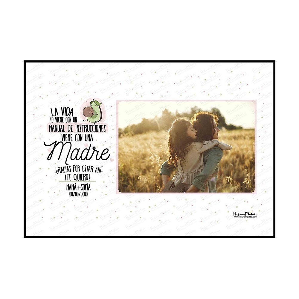 Lámina personalizada con foto - La vida no viene con un manual
