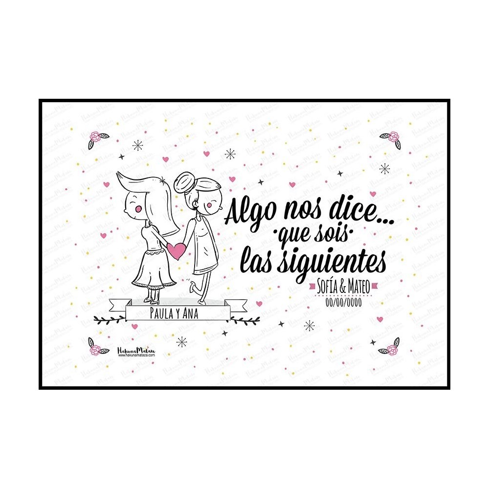 Lámina personalizada - Algo nos dice (mujer+mujer)